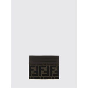 Fendi Men Fendi Ff Jacquard Fabric Card Holder With Calfskin Details